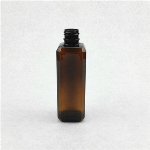 100ml Amber PET Square Shampoo Bottle with 24410 Neck