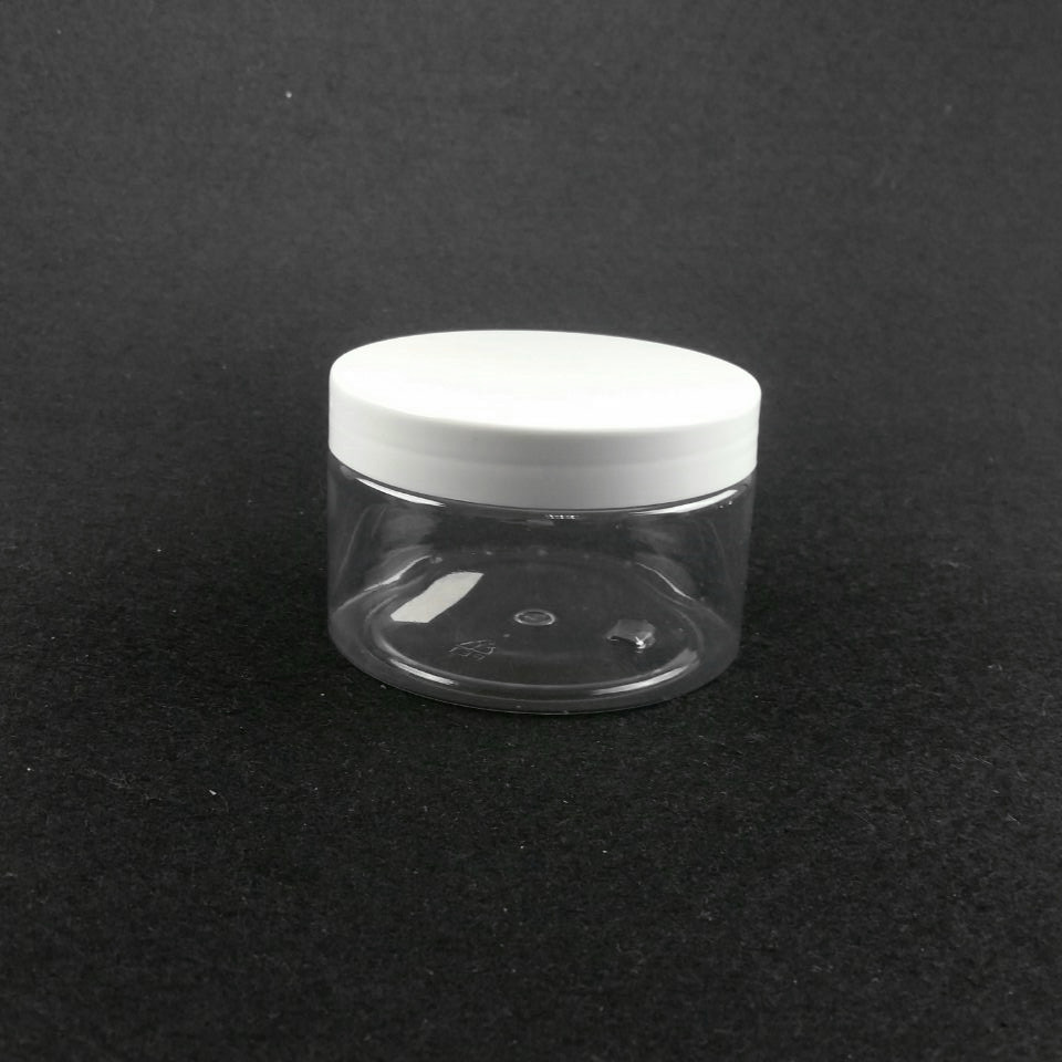 8oz 透明广口面膜罐 护发素罐子 PET塑料零食罐配白色盖子