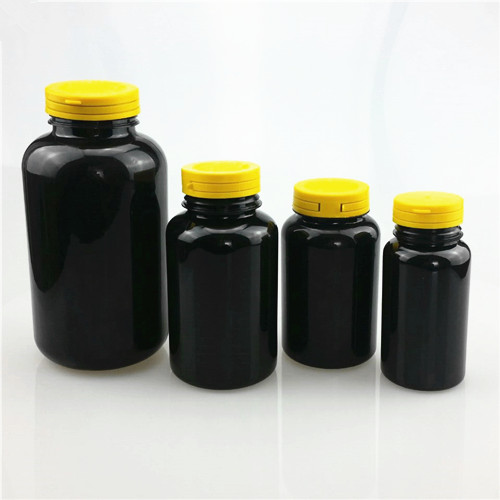 150ml 250ml 300ml 750ml empty amber plastic capsule pills tablets bottle pharmaceutical plastic black container