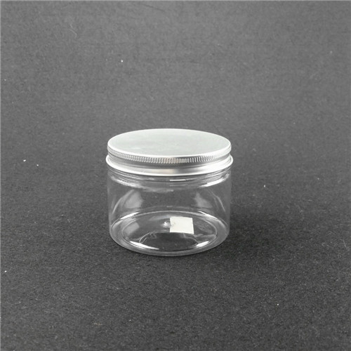 Food Grade 200ml PET Transparent snack jar plastic Straight Side Container with Aluminum Cap