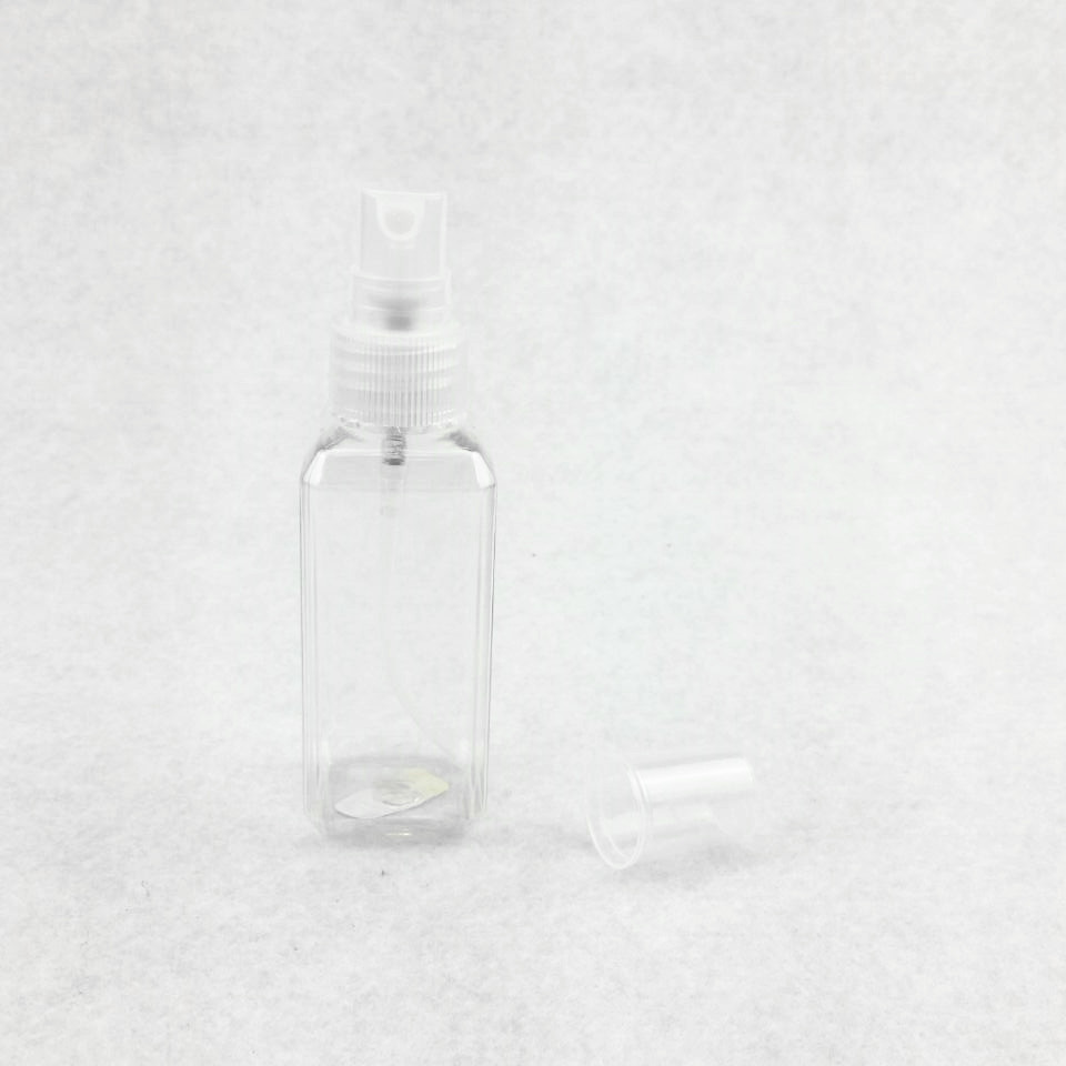 60ml Plastic Clear Tall Square Bottle transparent personal care cosmetic bottle with spray pump