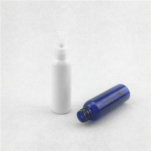 2oz Plastic White Boston Bottle  Personal care bottle with spray pump and transparent cap