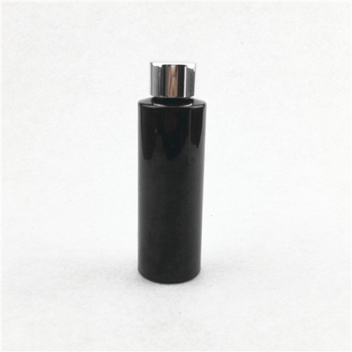120ml Black PET Cylinder Bottle with 24410 Neck black personal care cosmetics bottle with aluminum cap