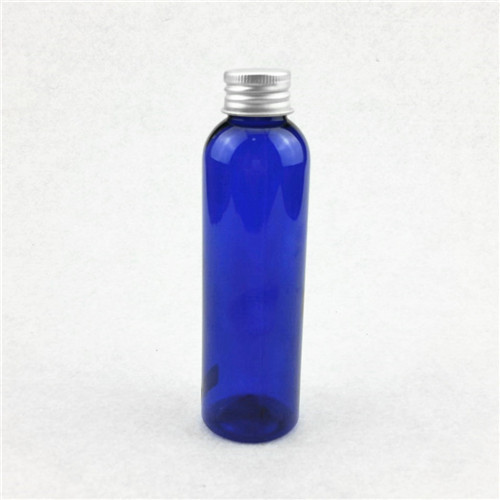 5 oz PET Cobalt Blue Bottle with 24410 Neck  Plastic personal care bottle with aluminum cap
