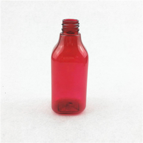 200ml Plastic Red Square Bottle with 24410 Neck  PET handwashing fluid bottle personal care bottle with transparent cap