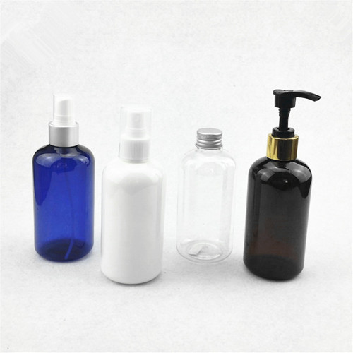 High quality 250ml  White Amber Boston Round Bottle with 24410 Neck PET plastic cosmetics bottle