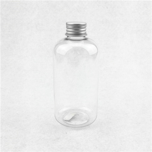 250ml Transparent Round Bottle with Aluminum Screw Cap