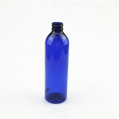 Plastic Round 250ml lotion pump bottle PET cobalt blue toner bottle with atomizing sprayer pump