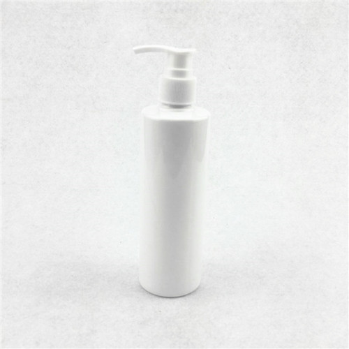250ml White Cylinder lotion Bottle with 24410 Neck  PET shampoo bottle with 24410 spray pump