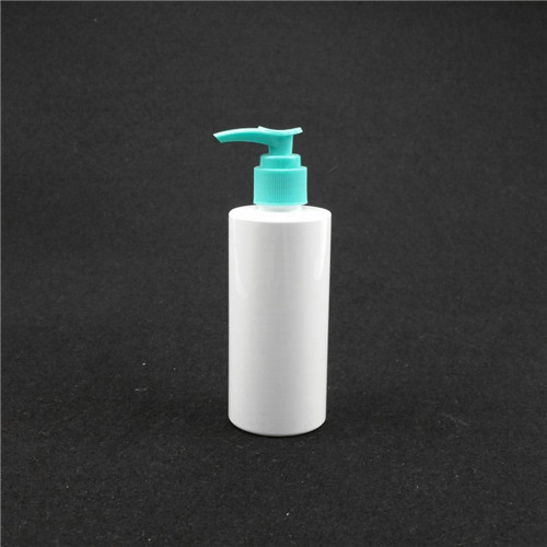 200ml White PET Wholesale Plastic Bottles High Qualtity flat shoulder shampoo bottle with press pump