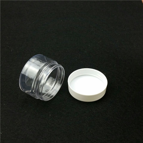 30g Clear Cream Jar  PET wide mouth transparent mask jar nut jar with white cap snack jar 