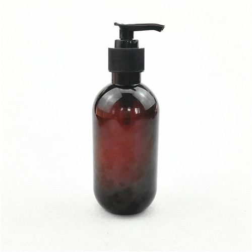 250ml Amber PET Plastic Shampoo Bottles with Press Pump