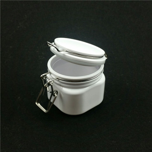 180ml plastic clear PET Wire Bale Jars with hinged lids honey jar mask jar