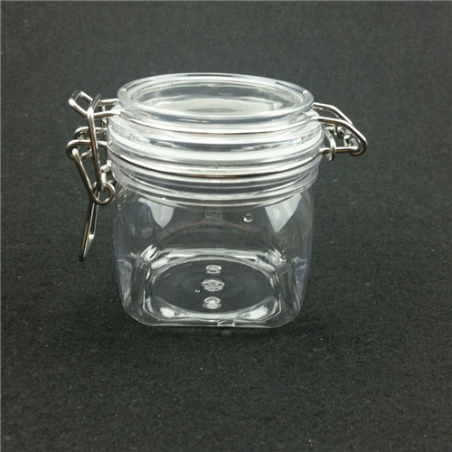 180ml Clear PET Square Wire Bale Jars With Hinged Lids  Transparent mask jar honey jar