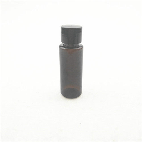 20ml amber PET plastic round bottle with inner cap  24mm amber lotion bottle with inner pulg and lid
