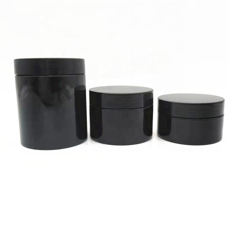 100mL/120mL/250mLhigh capacity black bottle plastic jar for facial mask cans wide mouth snack plastic sealed jars 