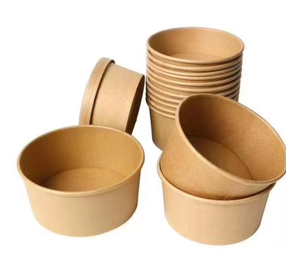  18oz Kraft paper salad bowl Round kraft Snacking Disposable Environmental protection soup bowl