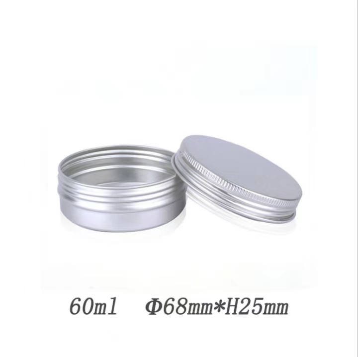 60ml Round Aluminum Cosmetic  tin container Screw Top Round Aluminum Cans   Candy jar    aluminum gift box silver candy cans