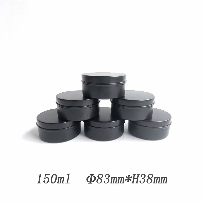 150ml Matt Black Aluminum Tin Jar with Screw Cap Round Gift Cans Aluminum Candy Jar