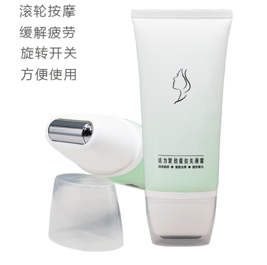 30ml Neck cream tubewith transparent cap Eye massage cream with roller Milk cream tube