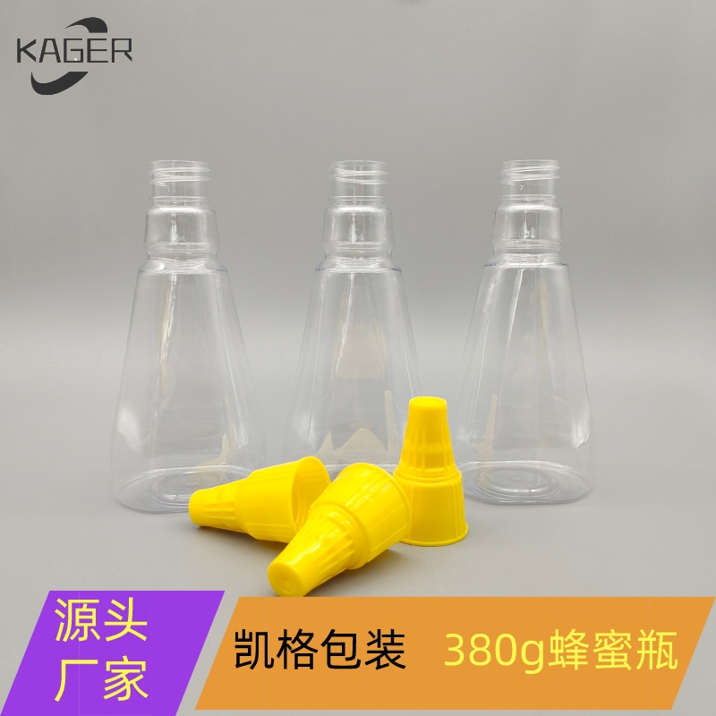 280ml PET plastic honey bottle 380g Jam bottle Salad dressing bottle with pointed mouth cap
